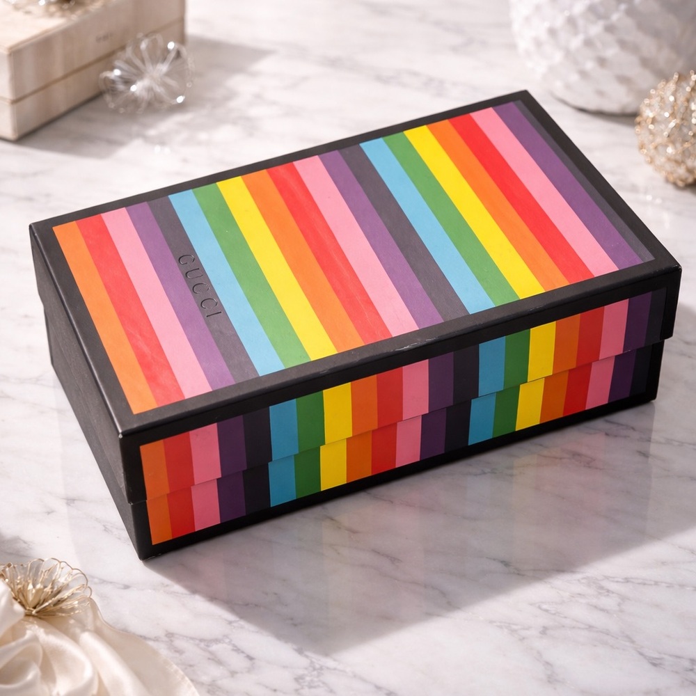 Gucci Multicolor Striped Shoe Box Rainbow Men’s Shoe Box LIMITED EDITION - Picture 12 of 12